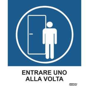 Adesivi segnaletici Markin "Entrare uno alla volta" in LWM - 12,5x15,2 cm - X110COV-7 (conf.2)