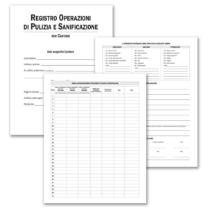 Registro operazioni di pulizia e sanificazione per cantieri data ufficio 28 pg - 31x24,5 cm