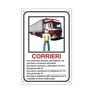 Cartello informativo 20x30 cm Cartelli Segnalatori "Corrieri, personalizzabile''