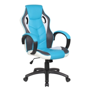 Poltrona gaming per adulti Serena Group Las Vegas L61 x P66 x H106/116 cm - Bianco -Azzurro - GA9381LA