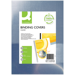 Copertine per rilegatura lucide Q-Connect in PET A4 200µm - KF10950 (conf.100)