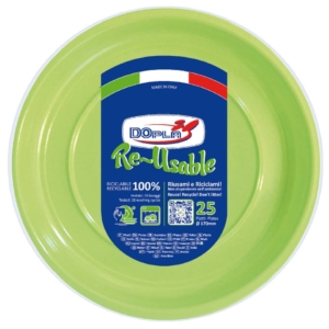 Piatti frutta Verde acido in polistirene h.18 mm Dopla Reusable Ø170 mm - 11769 (conf.25)