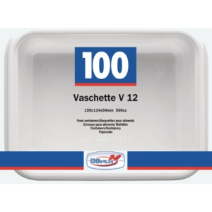 Vaschette Bianche V/12 in polistirene 155x115x52 mm Dopla Professional 600 ml - 7013 (conf.100)