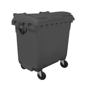 Cassonetto portarifiuti carrellato 770 litri con coperchio piano e maniglie a labbro Mobil Plastic Grigio