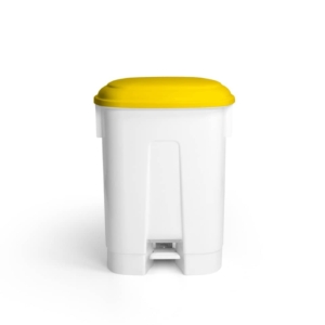 Pattumiera Bianca a pedale 2x30 litri - 50x36x68 cm TTS coperchio Giallo 00005748