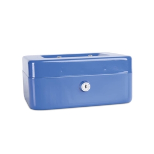 Cassetta portadenaro in metallo con serratura 200x90x160 mm Donau blu