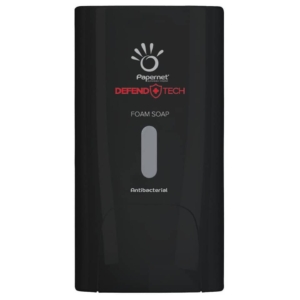 Dispenser antibatterico per sapone in schiuma Defend Tech - 22x11,6x13,9 cm - capacità 0,5 litri Papernet Nero