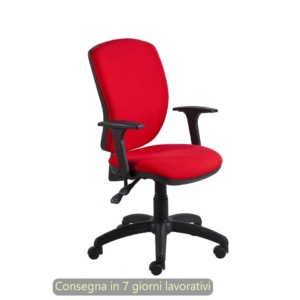 Poltrona operativa Mirage Back-system in tessuto ignifugo Seditaly con braccioli regolabili Rosso - MRG0C3Q0GB411