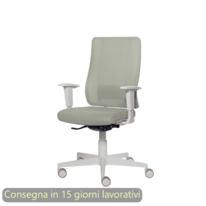 Poltrona semi-direzionale Liberty Syncro Seditaly scocca Bianca tessuto ignifugo écru - L2G0S1TDGDM24