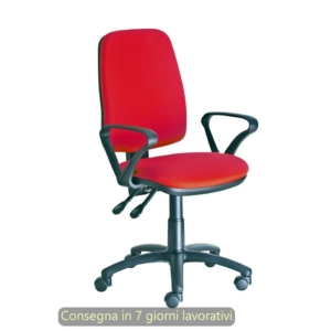 Poltrona operativa Ariel Back-system in tessuto ignifugo Seditaly con braccioli fissi Rosso - ARGMC4C0BB411
