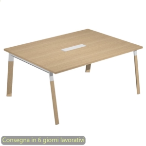 Tavolo riunioni con top access Bridge 160x120xh.72,5 cm gambe metalliche Bianche Artexport piano Rovere - SOL-TR/C-AM