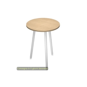 Tavolo rotondo Skinny Metal Ø80xh.74,4 cm con gambe metalliche Bianche Artexport piano Rovere - 6408-DJD-C-AN