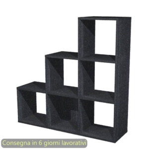 Libreria Maxicolor 6 caselle scalare 104x29,2xh.103,9 cm Artexport Nero 6DMaxC/8