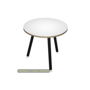 Tavolo rotondo Skinny Metal Ø80xh.74,4 cm con gambe metalliche Nere Artexport piano Bianco - 6408-DJA-3C-AQ