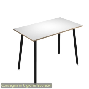 Tavolo alto Skinny Metal 180x80xh.105 cm con gambe metalliche Nere Artexport piano Bianco - 6405-DJC-3C-AQ