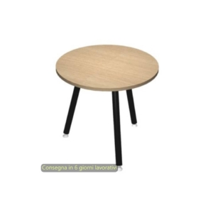 Tavolo rotondo Skinny Metal Ø80xh.74,4 cm con gambe metalliche Nere Artexport piano Rovere - 6408-DJA-C-AQ