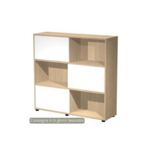 Libreria media Tetris 3 ripiani con ante scorrevoli 120x35xh.116,2 cm Artexport Rovere/Bianco - 17065/C3