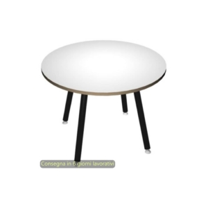 Tavolo rotondo Skinny Metal Ø100xh.74,4 cm con gambe metalliche Nere Artexport piano Bianco - 6410-DJA-3C-AQ