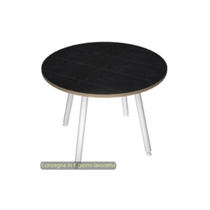 Tavolo riunione rotondo Skinny Metal Ø100xh.74,4 cm con 3 gambe metalliche Bianche Artexport piano Nero - 6410-DJA-8C-AN