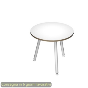 Tavolo riunione rotondo Skinny Metal Ø80xh.74,4 cm con 3 gambe metalliche Bianche Artexport piano Bianco - 6408-DJA-3C-AN