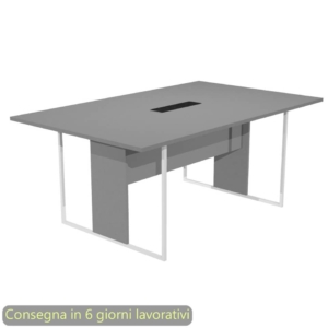 Tavolo riunioni con top access Nero 180x110xh.74,4 cm strutura in metallo Bianco Blade Artexport piano Antracite