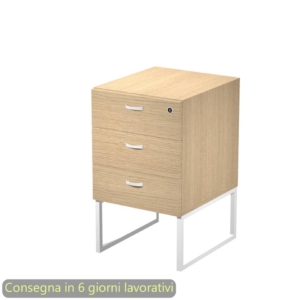 Cassettiera alta 3 cassetti Artexport Blade Rovere - supporto metallo Bianco - 41,5x50xh.72,2 cm - Montata - 419MET/C-AN