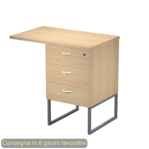 Cassettiera alta 3 cassetti con Top Artexport Blade Rovere - supporto metallo Antracite - 80x50/50X80xh.74,4 cm - Montata - 419MET+TOP80/C-AF