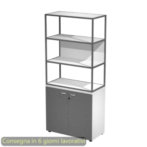Armadio Bianco ante Antracite con libreria media metallica Antracite - ripiani Bianchi 90x46xh.204 cm Artexport Blade