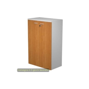 Mobile medio con serratura Presto 80x44xh.120 cm - struttura Grigia Artexport ante Noce chiaro - 535-69M/4