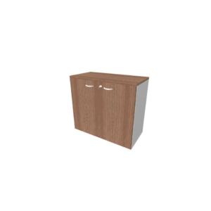 Armadio basso con ante Noce canaletto scocca Argento 90x45xh.81,5 cm linea Practika Quadrifoglio - ECEB90B-NO-AA-NO