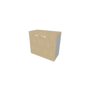 Armadio basso con ante battenti Rovere scocca Argento 90x45xh.81,5 cm linea Practika Quadrifoglio - ECEB90B-RK-AA-RK