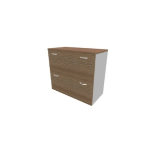 Armadio basso Noce canaletto con scocca Argento - 90x45xh.81,5 cm con due classificatori estraibili Practika