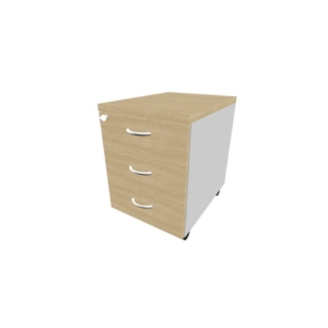 Cassettiera Rovere 3 cassetti 42x56x58 cm con ruote e serratura linea Practika Quadrifoglio PKCA0003-RK-AA
