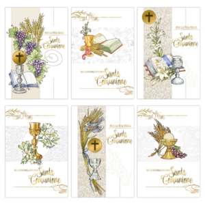 Biglietti augurali Prima Comunione Biembi Oro 12x18 cm Assortiti - Comunione - BXBDKTC01 (conf.6)