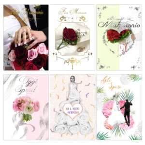 Biglietti augurali con portasoldi Matrimonio Biembi 12x18 cm fustellati Oro - Assortiti - BXBDKTC05 (conf.6)