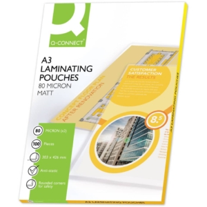 Pouches per plastificatrici Q-Connect 303x426 mm opache 80µm - A3 - KF18063 (conf.100)