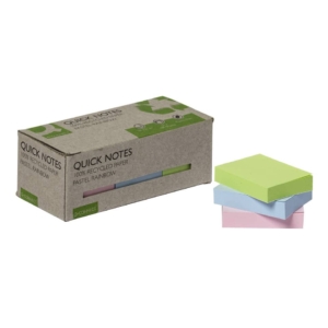 Foglietti riposizionabili riciclati Q-Connect 38x51 mm Assortiti pastello - KF17326 (12 blocchetti da 100 foglietti)
