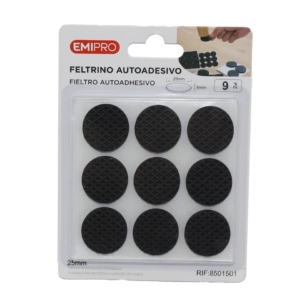 Feltrino adesivo tondo Emi Ø25 mm - Nero - 8501501 (conf.9)