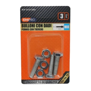 Bulloni con dadi Emi M8 x 30 mm - 8101394 (conf.3)