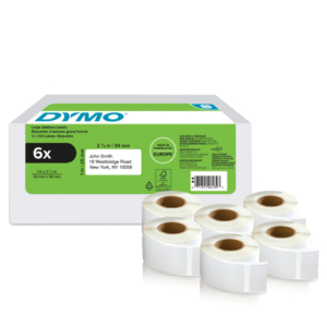 Etichette DYMO LW per indirizzi bianche autoadesive - 25x54 mm - 2177564 (6 rotoli da 500 etichette cadauno)