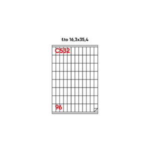 Etichette bianche permanenti Markin Copiatabu 16,3x35,4 mm con margine - 96 etichette per foglio - X210C532 (conf.100 fogli)