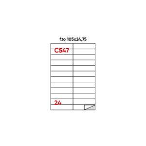 Etichette bianche permanenti Markin Copiatabu 105x24,75 mm - 24 etichette per foglio - X210C5474 (conf.100 fogli)