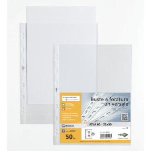 Buste a foratura universale in PP goffrate Sei Rota Atla 60 - basso spessore Trasparente 22x30 cm - 662208 (conf.50)