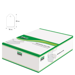 Etichette con filo in cartoncino Bianco Lebez formato 18x29 mm - A389 (conf.1000)