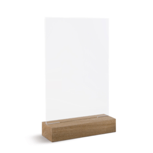 Portadepliant a T Lebez in acrilico con base in legno formato A4 21x30 cm - 81004