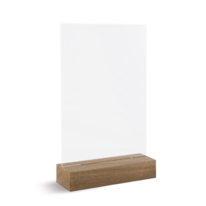 Portadepliant a T Lebez in acrilico con base in legno formato A6 10,5x15 cm - 81006