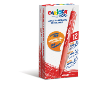 Penne a scatto cancellabili Carioca OOPS inchiostro termosensibile M 0,7 mm - Rosso - 43043/03 (conf.12)