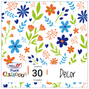 Tovaglioli in pura cellulosa 33x33 cm - 3 veli - Blue flowers 18428 (conf.30)