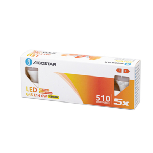 Lampadine LED Aigostar G45 E14 6W luce calda - 3000K 331702 (conf.5)