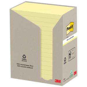 Foglietti riposizionabili Post-it® in carta riciclata Giallo Canary - 76x76 mm - 6 blocchetti da 100 foglietti